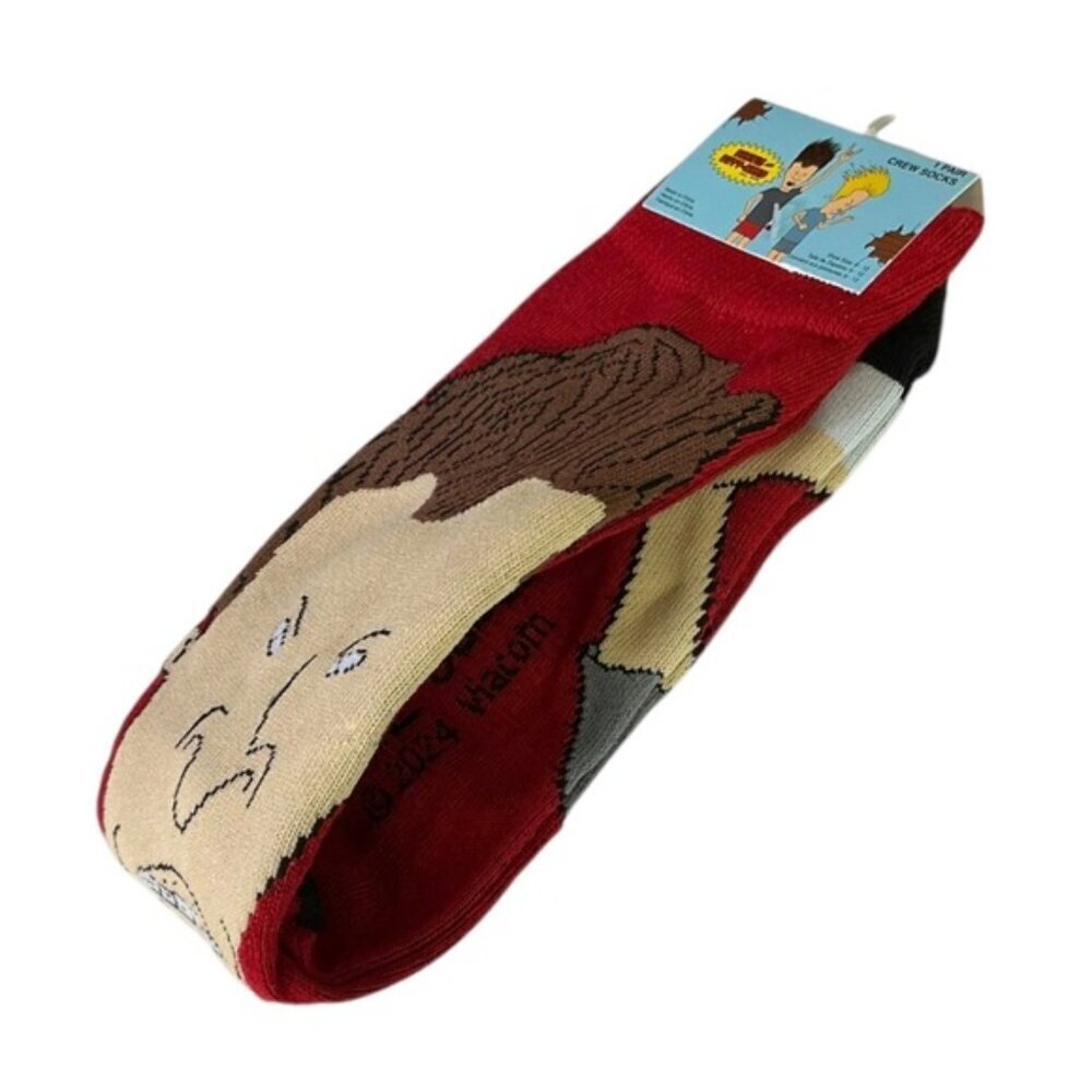 Beavis and Butt-Head Crew Socks Novelty Fun One Size Adult Unisex Red Men’s 6-12 - Picture 10 of 16
